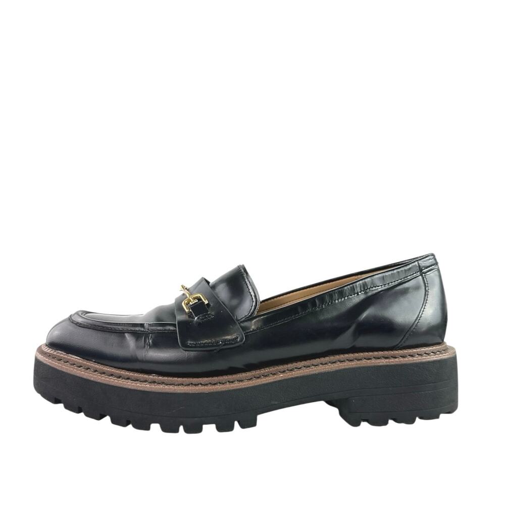 Sam Edelman Laurs Women's Black Leather Slip On Platform Loafer Flat Shoes Sz 9